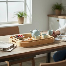 Mybru Dikdörtgen Bambu Tepsi 2'li Set