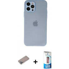 İlk El Grup Ieg™ iPhone 12 Pro Max Kılıf Atlas Minimal Prime - Siyah 5d Eko Cam Ekran Koruyucu + Sierra Blue Shine Kamera Lens Koruma Cam