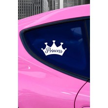 Mıgnatıs Prenses Yazılı Taç Sticker - Araç Cam Yazı Sticker - Oto Sticker 15X9CM