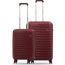 GROUND Vanille 2'li Valiz Seti Orta-Kabin - Bordo - 10663