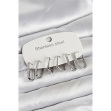 Clariss Ashwork 316L Çelik Gümüş Renk 6'lı Set Geometrik Model Kadın Küpe 587455