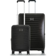 GROUND Fairytale 2'li Körüklü Valiz Seti Büyük-Kabin - Siyah - 10740