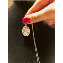 Vintage Takı Gümüş Kaplama Antik Çağ Anne Kız Figürlü Modern Kolye