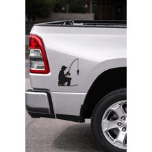 Mıgnatıs Balık Tutan Adam Sticker - Balıkçı Araç Sticker - Araba Motor Sticker 11X15CM