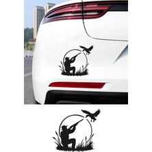 New Jargon Avcı Temalı Araba Stickerı – Kuş Avı Temalı - Araba Oto Motor Sticker 15X13CM