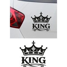 New Jargon King Yazılı Taç Oto Sticker - Kral Temalı Araba Motor Sticker 15X14CM