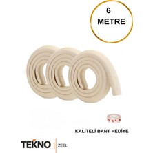 Teknozeel Kauçuk Krem Renk 6 Metre Kenar ve Köşe Koruyucu -Bebek Çocuk Masa Koruma Darbe Engelleyici