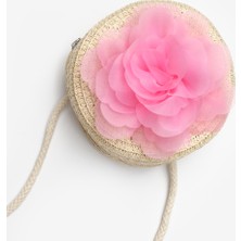 Le Mabelle Pembe Gül Detaylı Kız Çocuk Hasır Çanta