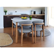 Dekorew Boho Açılır Beyaz Masa 4 Bohem Sandalye Takımı-Kapalı 130X180CM Açılmış ÖLÇÜ168X80CM