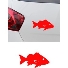 New Jargon Balık Silüet Araç Cam Sticker - Balıkçı Sticker - Oto Sticker 15X8CM