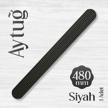 Badem10 Aytuğ Geniş T Çizgili Oval Siyah Çekmece Kulp 480 mm Modern Şık Mobilya Dolap Kapak Kulpu