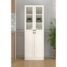 Fly Mobilya 60 cm Vanilya Vitrin Çok Amaçlı Dolap