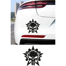 New Jargon Kuru Kafa Oto Sticker - Dişli Çarklı Kuru Kafa Sticker - Araba Motor Sticker 11X15CM