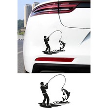 New Jargon Balıkçı Araba Stickerı – Olta ile Balık Avı Oto Sticker - Araba Motor Oto Sticker 15X14CM