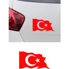 New Jargon Türk Bayrağı Oto Sticker - Ay Yıldız Araç Cam Sticker - Dalgalı Türk Bayrağı 15X9CM