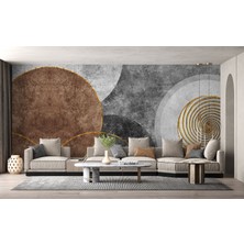 Lotus Aura Altın Renkli Geometrik Desenli Duvar Kağıdı, Gri Spiral Mermer Efektli Lüks Duvar Posteri