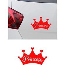 New Jargon Prenses Yazılı Taç Sticker - Araç Cam Yazı Sticker - Oto Sticker 15X9CM