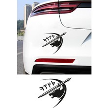 New Jargon Göktürk Kılıçlı Bozkurt Oto Sticker - Türk Sembol Araç Sticker 15X13CM