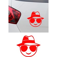 New Jargon Gözlüklü Emoji Araç Sticker - Emoji Figürlü Motor Oto Sticker 15X13CM
