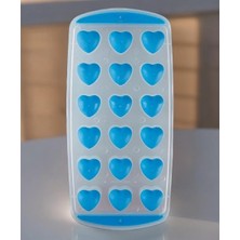 Mybru Mavi Slikon Tabanlı Kalpli 18 Hazneli Buz Kalıbı