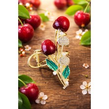 Mugusa Hediyelik Kiraz Figürlü Mandallı Saç Tokası – Taşlı, Büyük Boy, Şık ve Zarif Saç Klipsi