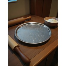 MyBru Paslanmaz Çelik Delikli Pizza Fırın Tepsisi Lahmacun Fırın Tepsisi 32 cm