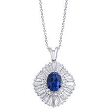 Makdis Pırlanta 2.85 Karat Baget Safir Pırlanta Kolye