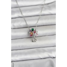 Clariss Ashwork 316L Çelik Zincir Gümüş Renk Uçan Balon Ev Figür Kadın Kolye 587455