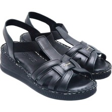 Venüs Comfort %100 Deri Sandalet Siyah