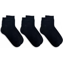 Melce Çorap Erkek Yarım Konç Bambu Dikişsiz Çorap Siyah - 3’lü Paket