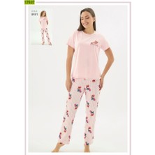 Sevim 17537 Pembe Love Ayıcıklı Pijama Takım 'anne Kız Pijama Takım Yapılabilir'