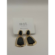 Net.Accessories Siyah Gold Detay Küpe