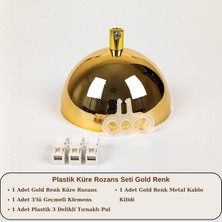 Retro Vitrini Plastik Küre Avize Rozans Seti Gold Renk.