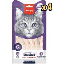 Wanpy Ton Balıklı -Kızılcıklı  Kısırlaştırılmış Kedi Krema Ödülü 5×14 gr x 4 Adet