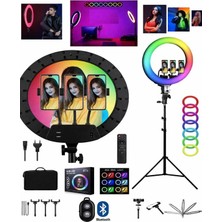 CAILON Rgb Ring Light 45 cm 18 Inç LED Selfie Youtuber Tiktok Işığı 210 cm Tripod Çanta ve Kumandalı