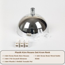 Retro Vitrini Plastik Küre Avize Rozans Seti Krom Renk.
