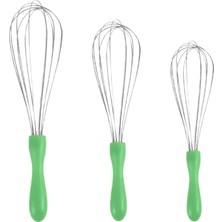 Mybru Paslanmaz Çelik Yeşil Plastik Saplı El Çırpıcısı (Blender) 3'lü Set