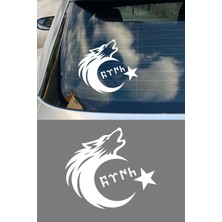 Mıgnatıs Türk Motifli Bozkurt Ay Yıldız Sticker - Türk Bayrağı Araba Motor Sticker 15X13CM