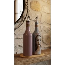 Rembox Artisan Cam Yağdanlık Seti 2’li 750 ml | El Boyama, Rustik Mutfak Dekoru, Ahşap Standlı