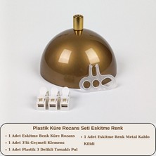 Retro Vitrini Plastik Küre Avize Rozans Seti Eskitme Renk.