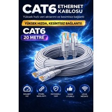AŞIK STORE Cat6 Ethernet Kablosu 20M Gigabit Lan Kablosu Yüksek Hızlı Internet Kablosu