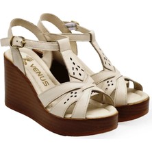 Venüs Kadın Dolgu Topuk Deri Sandalet 2310814Y