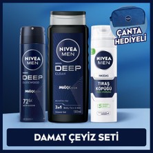 Nivea Men Erkek Bakım Damat Çeyiz Seti, Hassas Tıraş Köpüğü, Duş Jeli ve Sprey Deodorant, Çanta Hediye