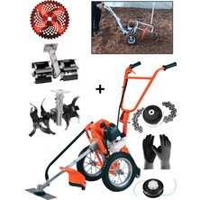 Ablacks Profesyonel 2 Zamanlı Benzinli Tekerlekli Toprak Çapalama Makinası (2 Adet Çapa) + 5li Bahçivan Seti