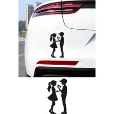 New Jargon Sevgili Oto Sticker - Çift Silüet Araba Sticker - Çift Sticker - Motor Kask Sticker 8X15CM