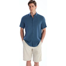 Lc Waikiki Yeni Sezon Regular Fit Kısa Kollu Keten Görünümlü Erkek Gömlek