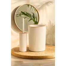 İndecor Houseware Liza 2'li Banyo Seti - Çöp Kovası Wc Fırçası Modern Tasarım - Beyaz