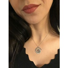 Vintage Takı Gümüş Kaplama Sarmal Spiral Kolye / Minimal Spiral Kolye