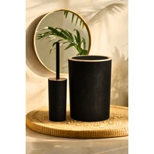 İndecor Houseware Liza 2'li Banyo Seti - Çöp Kovası Wc Fırçası Modern Tasarım - Siyah