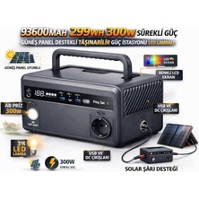 93.600MAH Taşınabilir Güç Istasyonu 299WH 300W Sürekli Güç Güneş Panelli Destekli LED Lamba